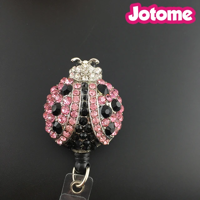 10pcs a lot Rhinestone Crystal reel retractable ID badge holder