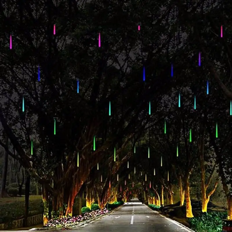 Chiclits 50CM 10pcs  set LED Meteor Shower Rain Tubes String Light Falling Snow Christmas Tree Lights Wedding Party Garden Lamp (9)