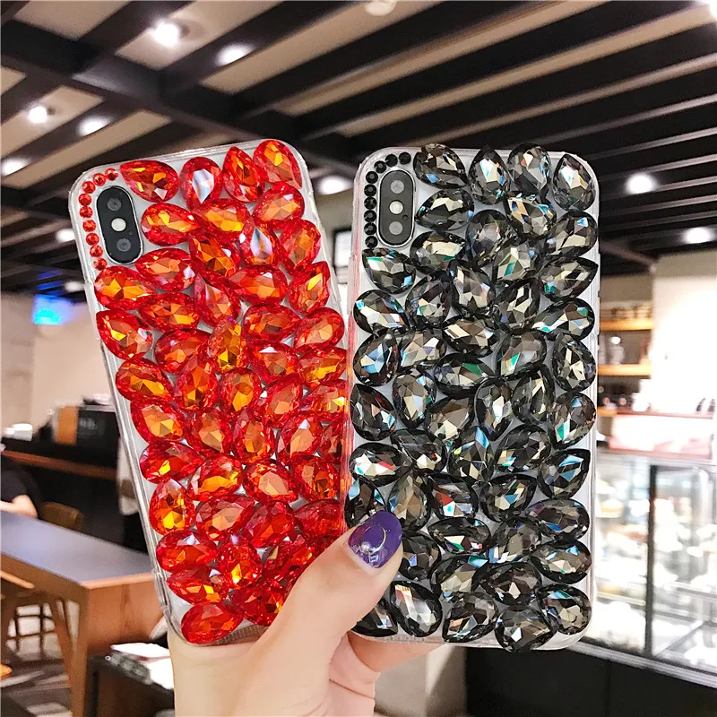 Роскошные искуственные и натуральные Самоцветы стразы Чехлы для samsung Galaxy M10 M20 M30