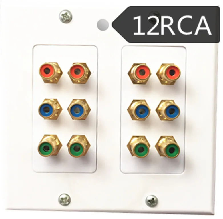 12 RCA/PHONO розетка Золотая настенная двойная аудиорозетка лицевая пластина ABS|wall audio