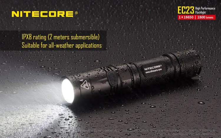 Lanterna com 18650 Nitecore Cree e2 1800 lm Led Lanterna Feixe Distância 255 Metro Luz Bateria Inteligente Tocha Ec23 Xhp34 hd 8 Cheap Lanternas