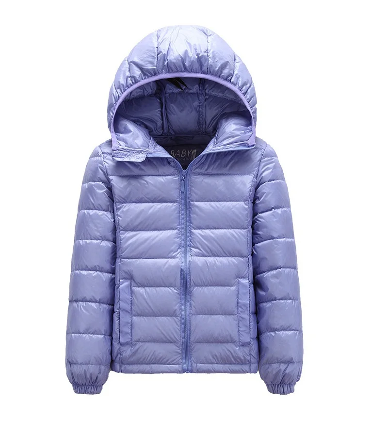 Весенне-осенняя брендовая куртка-пуховик 90% для мальчиков и девочек теплое пальто-пуховик с капюшоном для детей, детские парки От 3 до 10 лет, KF035 - Цвет: light purple