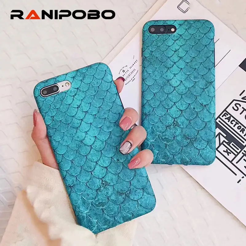 

Rainbow Fish scales Phone Case For iPhone X 8 8Plus 7 7Plus Fashion Soft IMD case for iphone 6 Scrub Pattern Back Cover