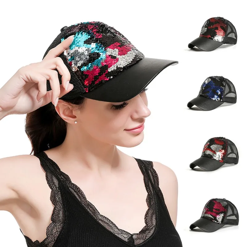 Мода блёстки регулируемые кепки с сеткой Snapback шляпы шапка с блестками для вечерние Клубные