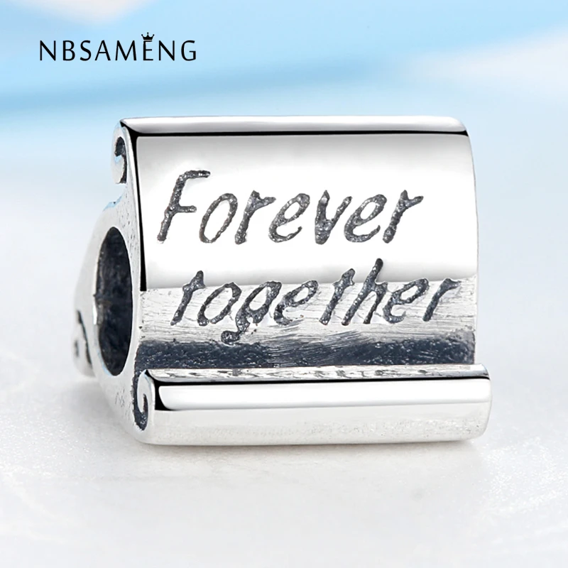 925 Sterling Silver Bead Charm Vintage Triangle Best Friend & Father Together Beads Fit Original