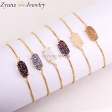 10 шт ZYZ315-4629 модный натуральный камень бусины браслеты для женщин вечерние ювелирные изделия Золотой Цвет кварцевые браслет со стразами-подвесками