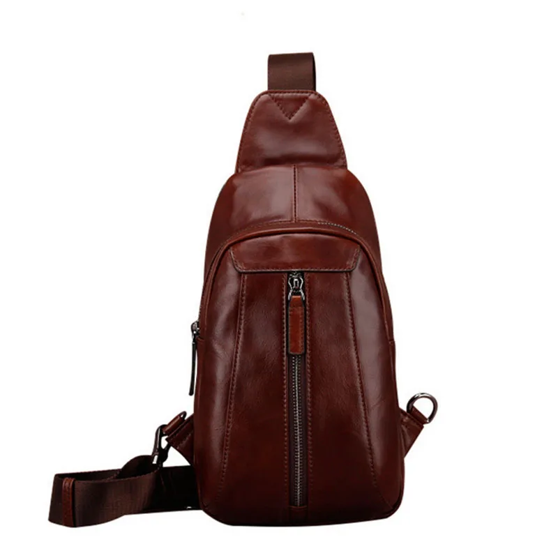 

Men High Quality Genuine Leather First Layer Cowhide Sling Chest Bag Travel Messenge Shoulder Cross body Bag DropShipping