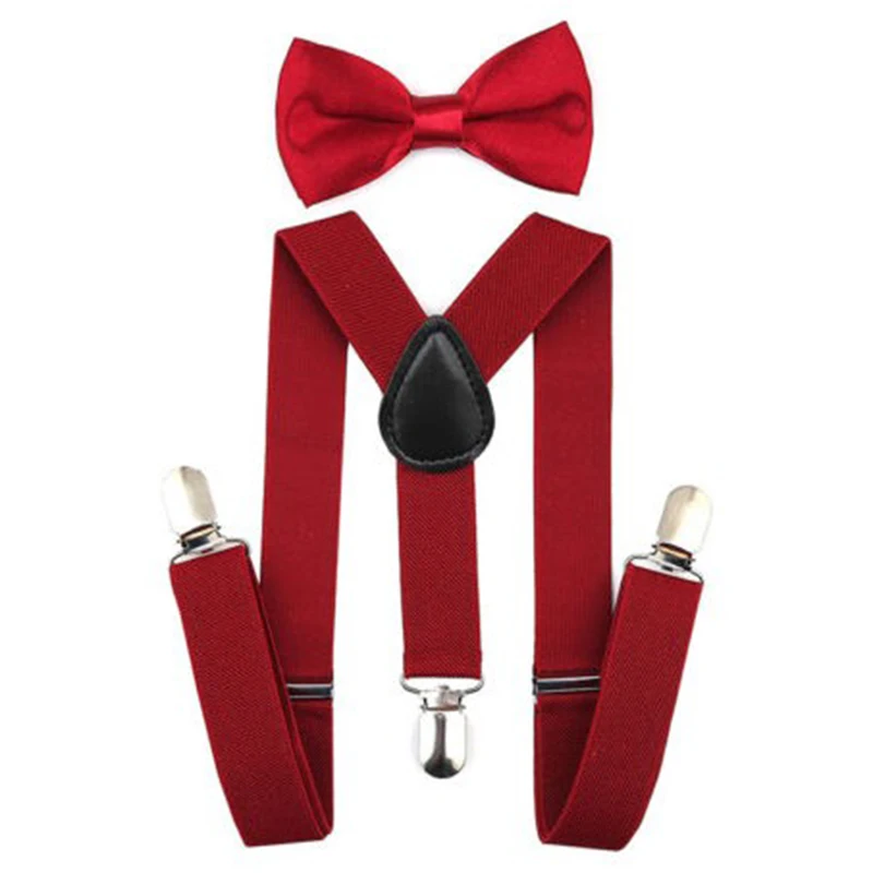 BBYES Kids Y-Back Braces Suspenders Set Boys Girls Suspender & Bow Tie Matching Set Tuxedo Wedding Shirt Suit Party 7 Colors