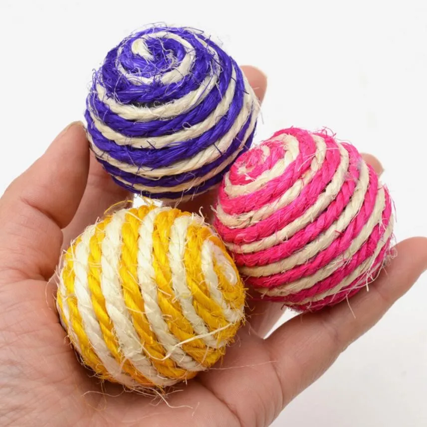 

Random Color Cat Play Chewing Toy Straw Cat Pet Rope Weave Ball Teaser Ball Cats Products For Pets