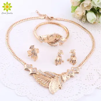 

African Jewelry Sets Gold Color Nigerian Wedding African Beads For Women Crystal Jewelry Wedding Bridal Jewelry Set