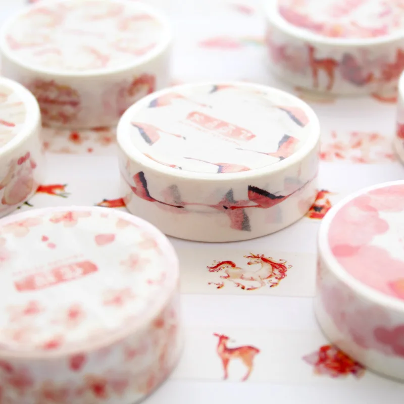 Cloud Fox Unicorn Fish Deer Animal Colorful World Washi Tape Adhesive Tape DIY Scrapbooking Sticker Label Masking Tape