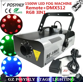 

2016 new ! 9x8w RGB 3in1 Remote LED 1500W smoke machine dmx512 control 1500W fog machine of professional DJ equipment