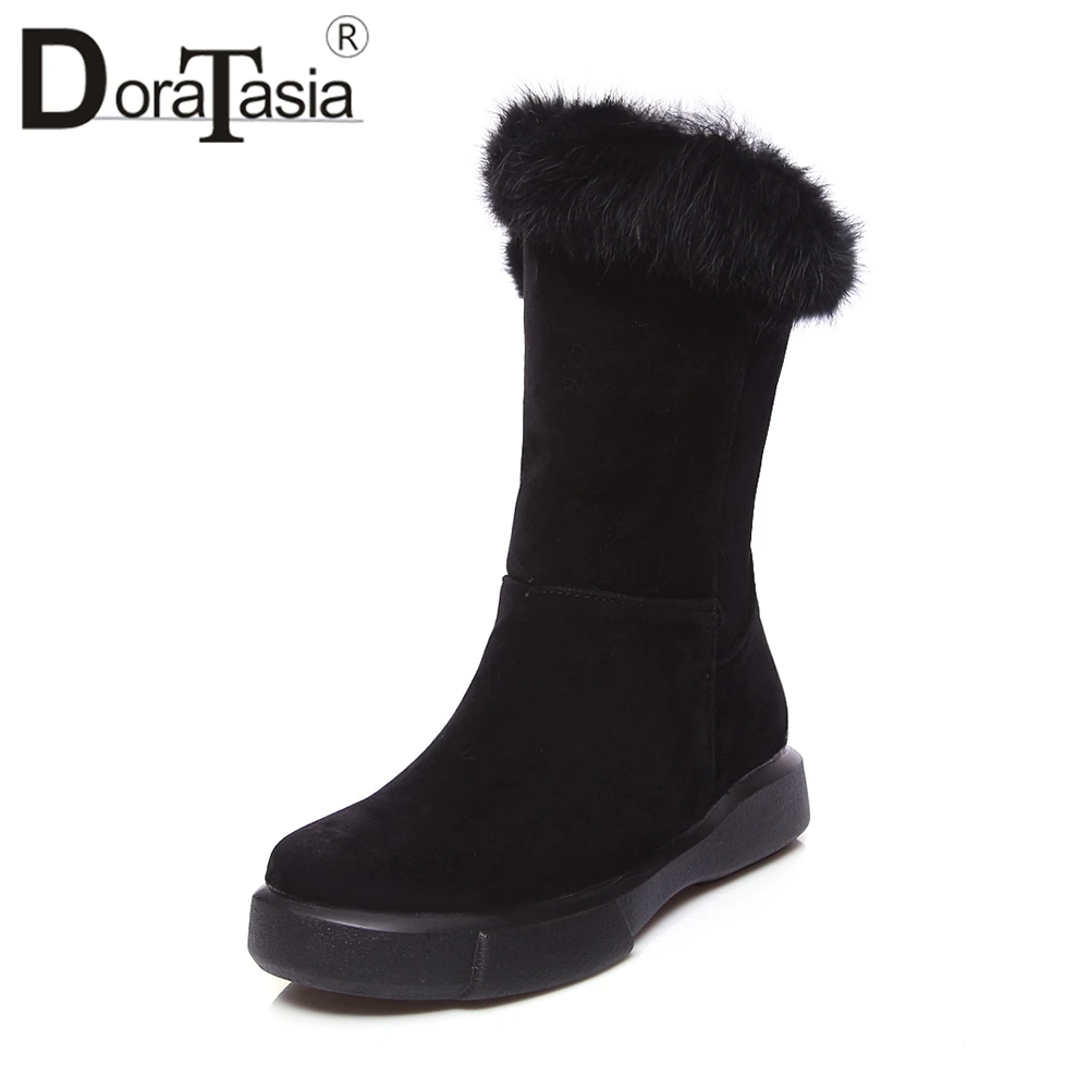 

DORATASIA Large Size 34-43 Casual Platform mid-calf Boots Women Platform Winter Warm Thick Fur slip-on Wedges Wide Shoes Woman