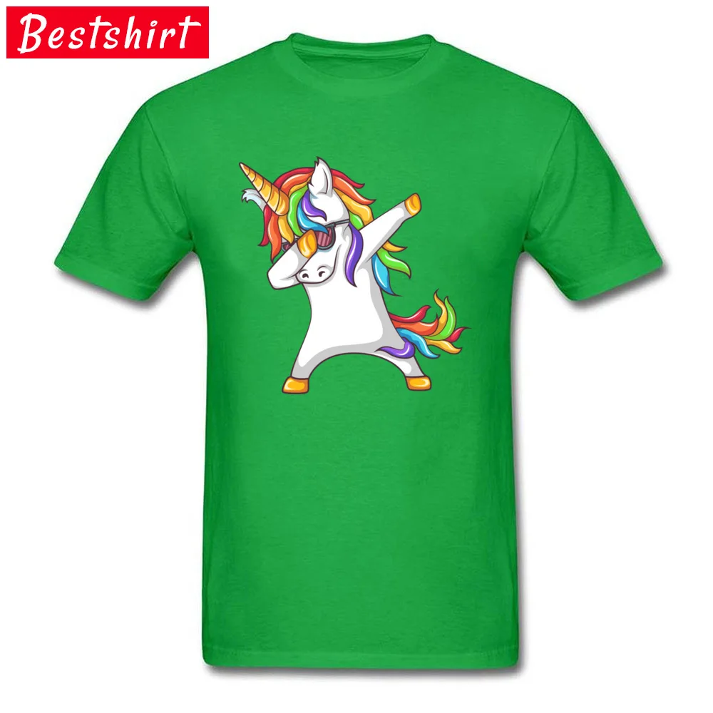Pure Cotton Men's Short Sleeve Dabbing Unicorn T Shirts Family Tops & Tees Brand Camisa O Neck Clothing Shirt Free Shipping Dabbing Unicorn green