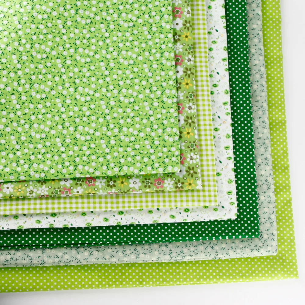 

50 x 50cm (7 pieces/lot) Aqua green 100% cotton fabric floral print fabric for DIY sewing patchwork high quality Mixed Style