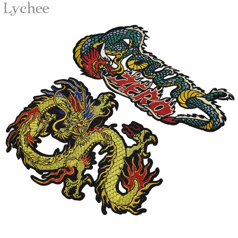 

Lychee 1pc Embroidered Dragon Patch Chinese Style DIY Sew On Patches For Clothes Applique Clothing Decoration