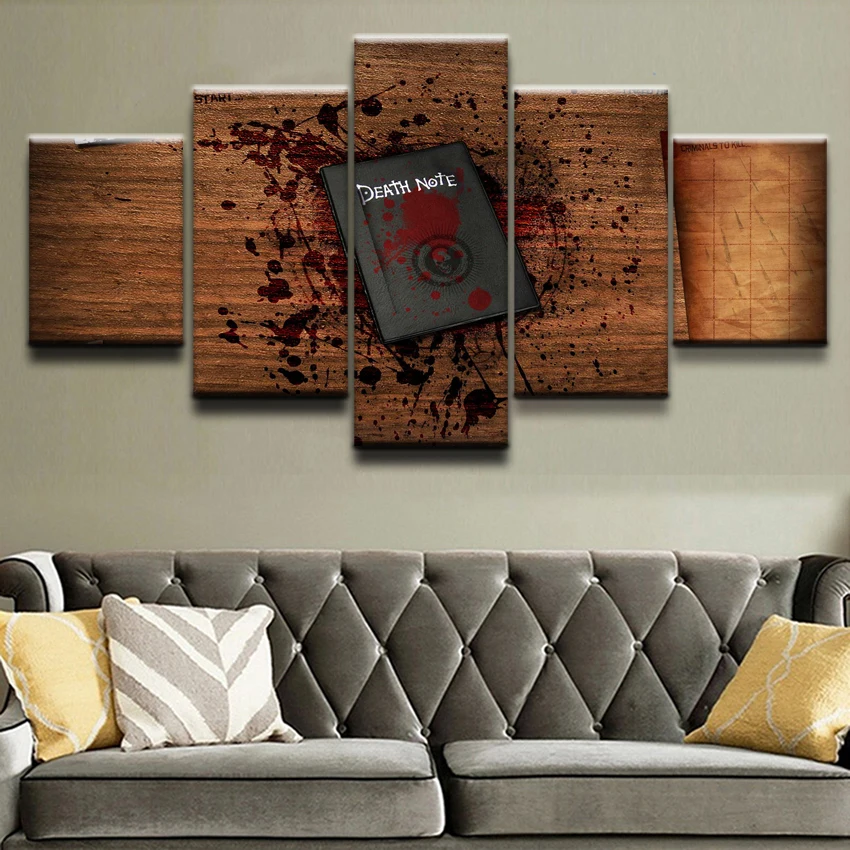 

Canvas Paintings Home Decorative Wall Art Framework 5 Pieces Death Note Books Pictures HD Prints Animation Poster For Bedroom