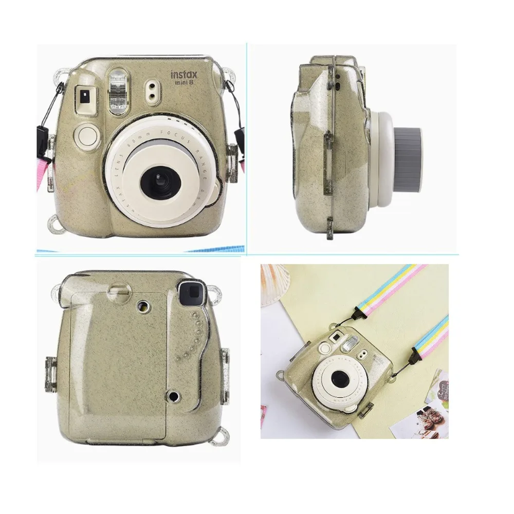 Блестящий цветной пластиковый защитный чехол для Fujifilm Instax Mini 9 mini 8 8+ мгновенная камера со съемным плечевым ремнем