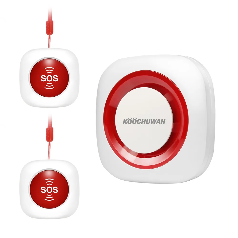 

KOOCHUWAH GSM Alarm System SOS Call Emergency SMS Elderly Alarm button for Senior Auto Call Alarm Siren Wireless Panic Button