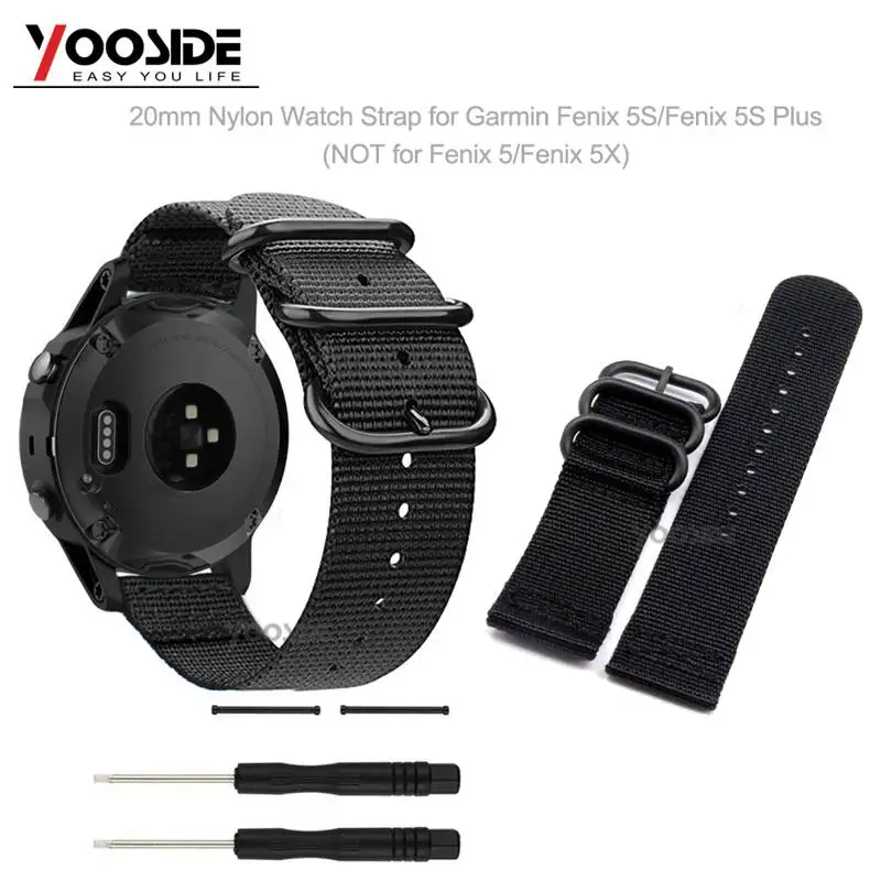 

YOOSIDE 20mm Nylon Woven NATO Watch Band Strap With Watch Lugs Adapter for Garmin Fenix 5S/5S Plus Wristbands(NOT Quick Fit)