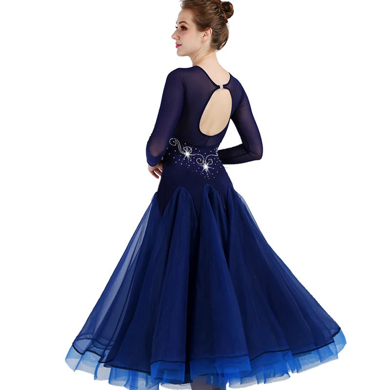 Платья для конкурса бальных танцев с длинным рукавом, индивидуальные стандартные платья для бальных танцев, женские платья для бальных танцев