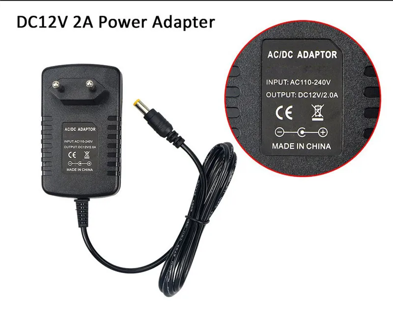 DC12V 2A AC 100 V-240 V конвертер адаптер 24 Вт 2000mA импульсный источник питания светодиодного табло Зарядное устройство Трансформатор для розеток ЕС и США Штекер 5,5 мм x 2,1 мм