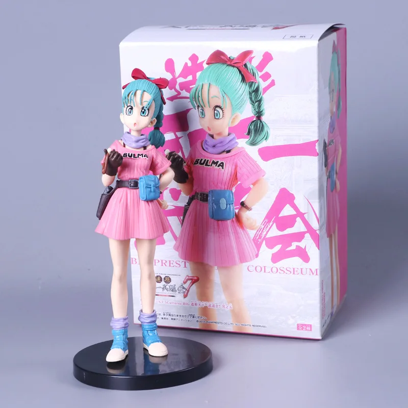 

Anime Dragon Ball Z Bulma Pink Skirt Searching Ver. Action Figure DBZ Goku Friend PVC Collection Model 24cm