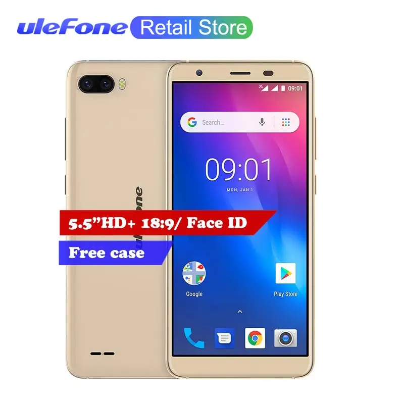 Ulefone S1 5,5 дюймов 18:9 Android 8,1 смартфон 8 Мп+ 5 Мп двойная тыловая камера 1 Гб ram 8 Гб rom 3000 мАч Face ID 3g WCDMA мобильный телефон