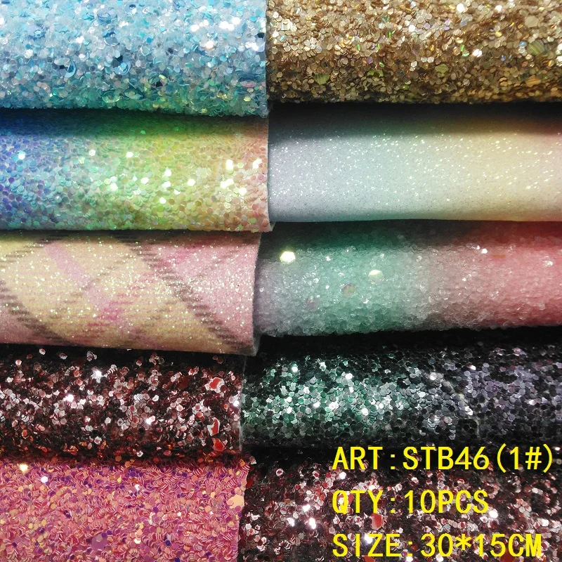 Прозрачный запас 1 комплект (10 шт.) 30X15 см Alisa Glitter Cuero Sintetico Leather для