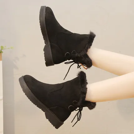 

Snow boots female 2018 new winter tide Korean version of the wild matte leather student winter plus velvet thickening non-slip
