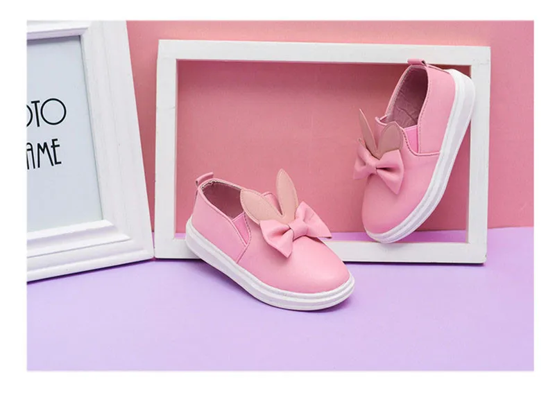 New Casual Children's Shoes Cute Rabbit Breathable Wear-resistant Kids Shoes For Girls White Red Pink Girls Flat Shoes XSKD11 (6)