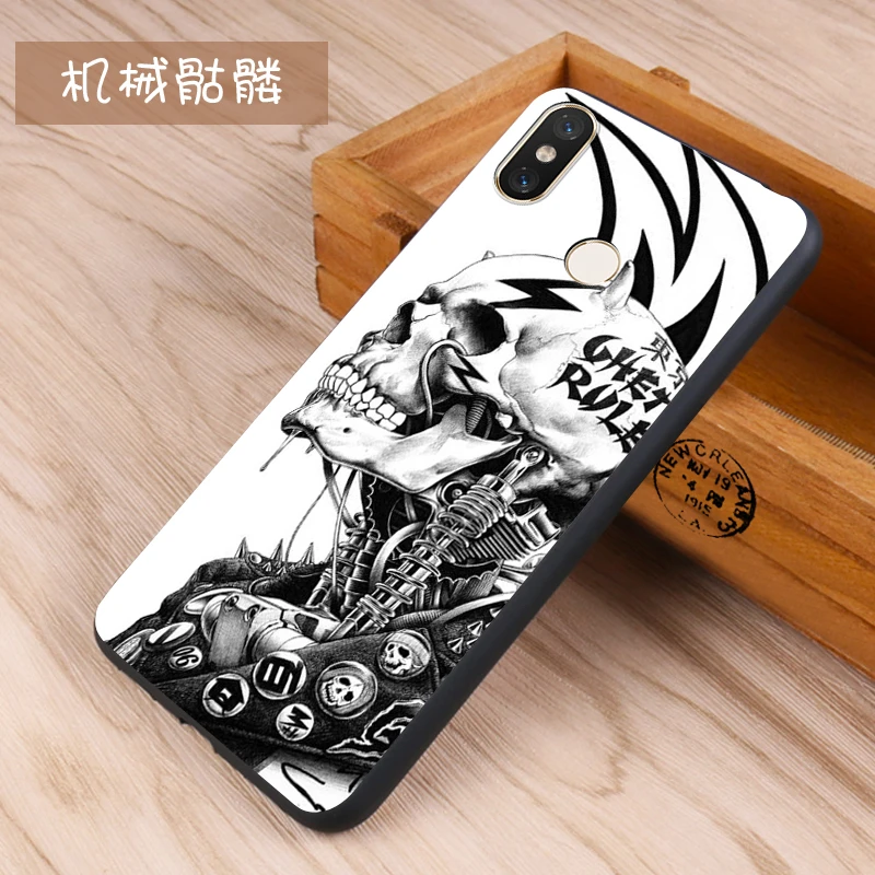 Case for Xiaomi Mi8 Case Silicone Cover for Xiaomi Mi8 Case Cover bag Skin Wolf Fish Skull Mi8 Fundas 100% BiNFUL 8