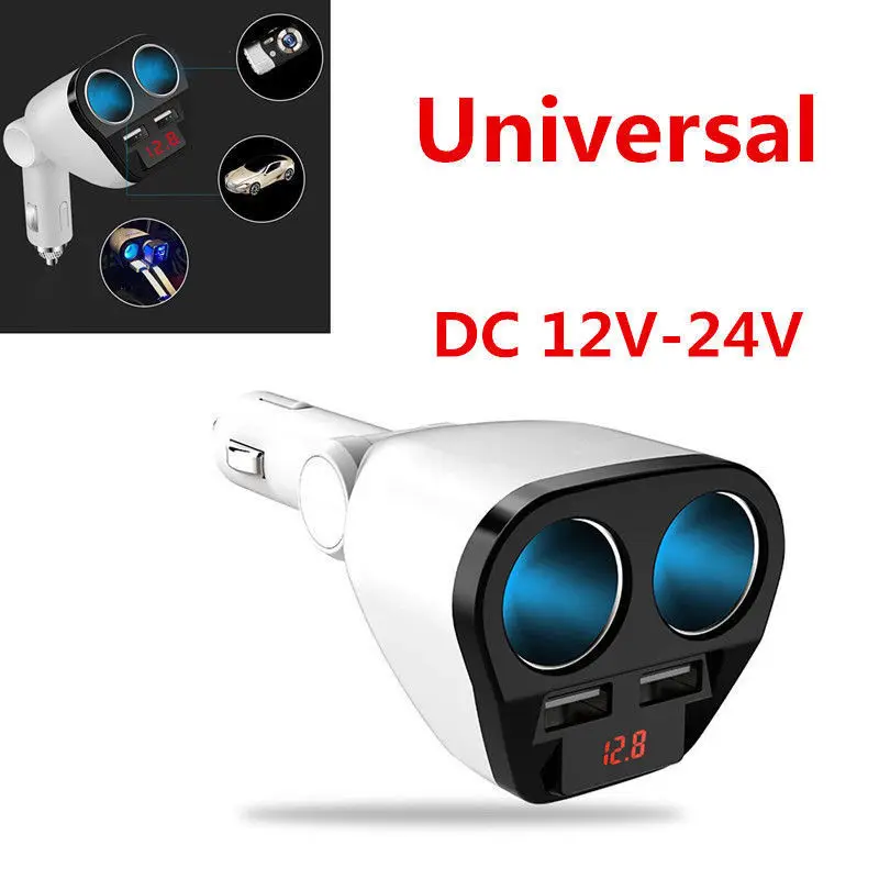 JXLCLYL 120W Car Cigarette Lighter Power Adapter 12V-24V Car Splitter 2 Way Cigarette Lighter Socket With Dual 2 USB Car Charger