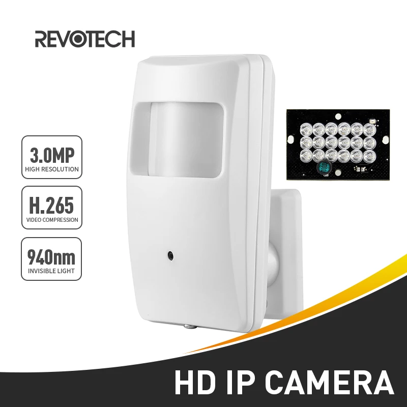 

940nm Invisible IR H.265 3MP PIR IP Camera 1296P / 1080P 18 LED Night Vision 3.7mm Indoor Security ONVIF P2P CCTV Mini Cam