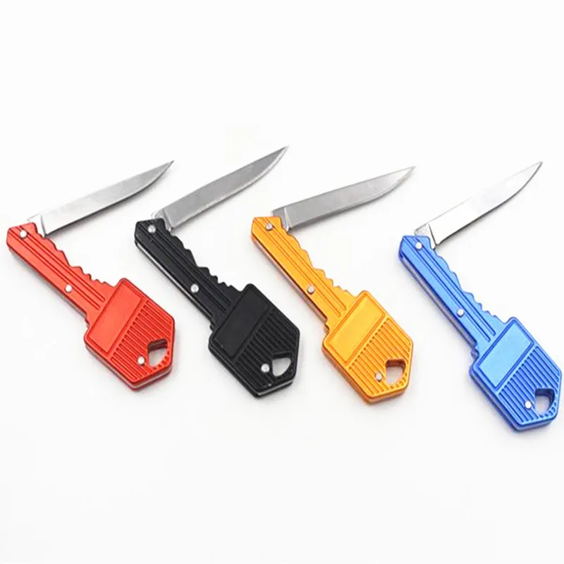 Clave cadena cuchillo portátil plegable cuchillo pelador Mini acampada llave en forma de cuchillo todos los días llevar equipo de auto-defensa cuchillo