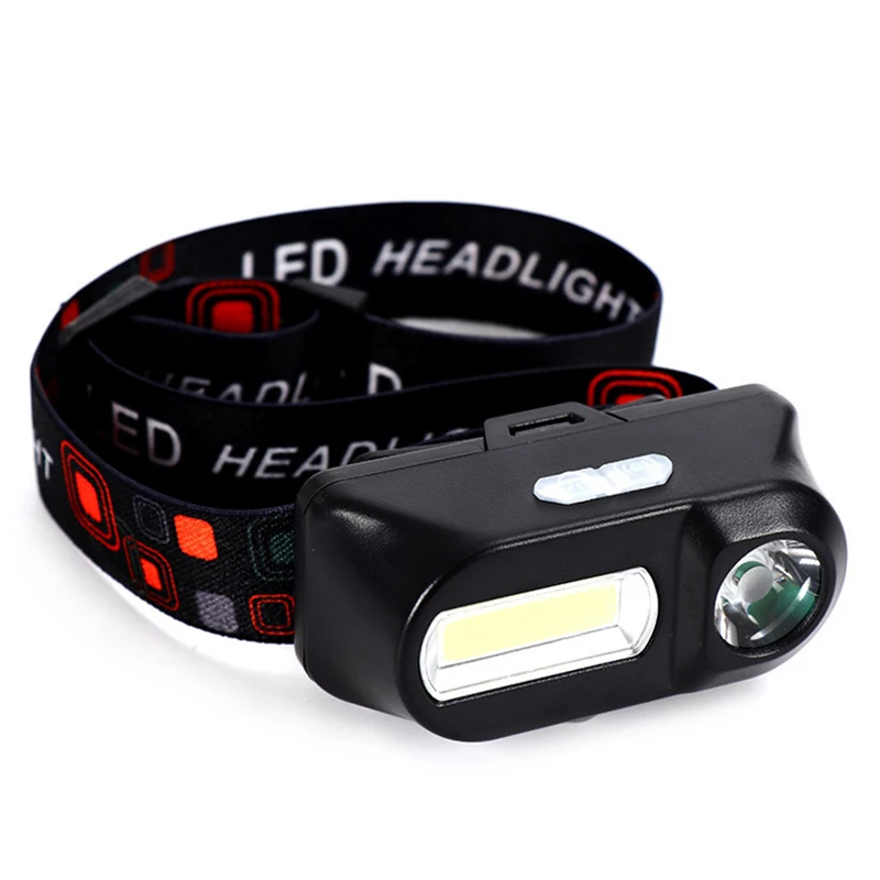 Multi-function Mini Waterproof XPE COB LED 6-modes Headlight USB Rechargeable 18650 Battery Flashlight for Outdoor