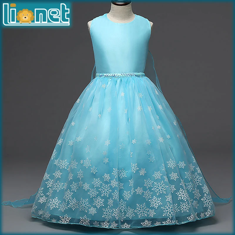 2016 Ice Blue Girls Clothes Elsa Dress Party Wedding Custom Cosplay