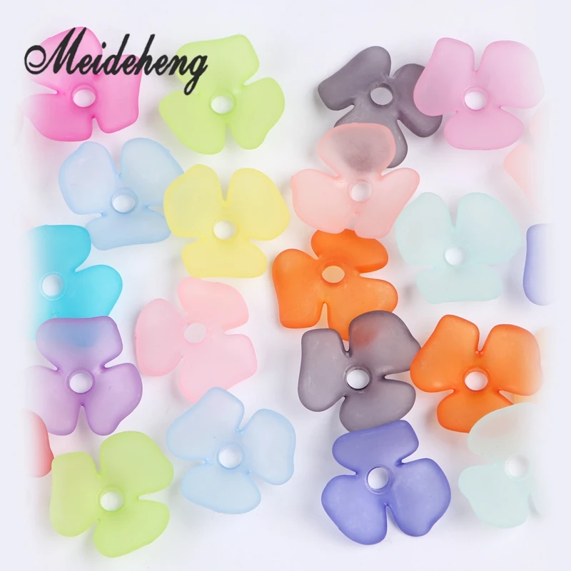 

45PC 22mm Acrylic Plastic Translucent Frosted Three Petal Flower Beads Fit Jewelry DIY Craft Accessories Beads For Needlework