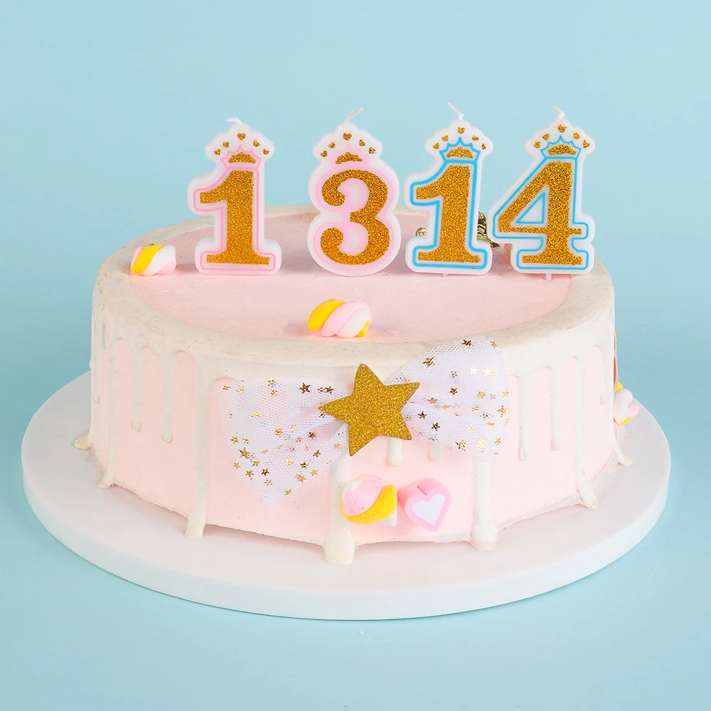 1 шт. блестящий золотой розовый/синий 1 2 3 4 5 6 7 8 9 0 Корона номер свечи для детей девочек мальчиков день рождения торт декоративные свечи