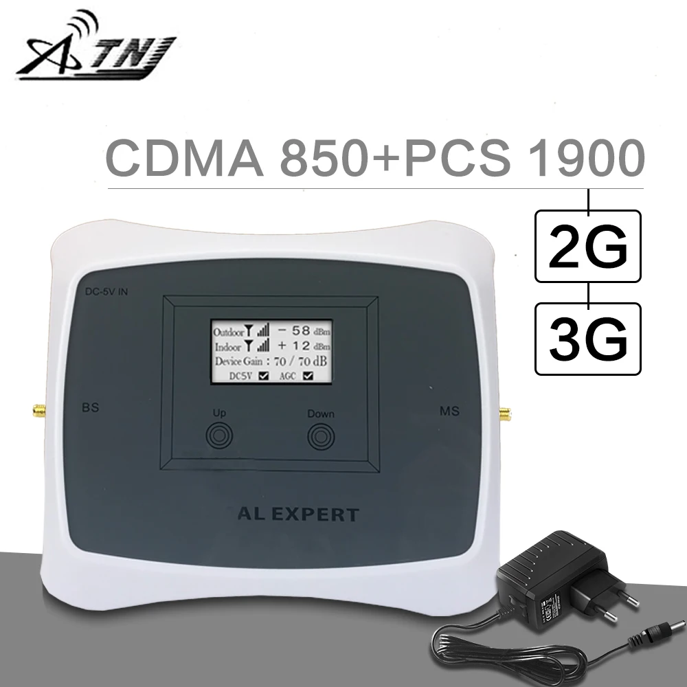 ATNJ Smart 2G 3G CDMA 850 PCS 1900 MHz Mobile Signal Repeater B5 B2 3G UMTS Signal Booster Repetidor De Sinal De 70dB Amplifier