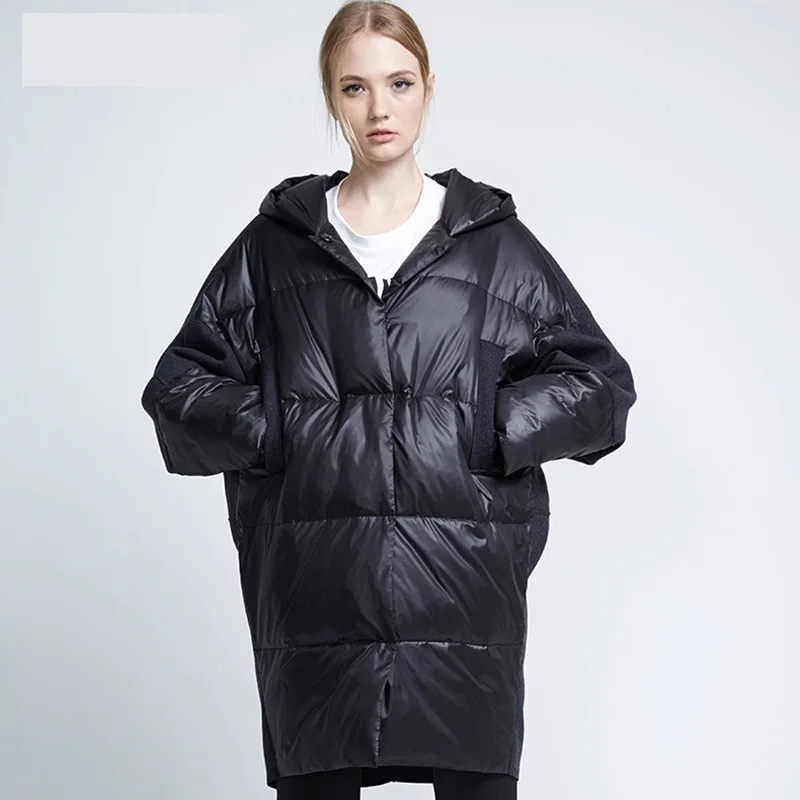 down parkas jackets coat 2016 new european women long sleeve patchwork winter parka womens brand design | Женская одежда