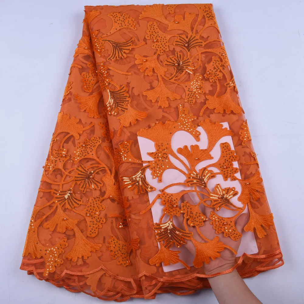 

African Lace Fabrics 2019 High Quality Sequins Lace Nigerian Tulle Lace Fabric Bride Embroidery French Net Lace Fabric A1650