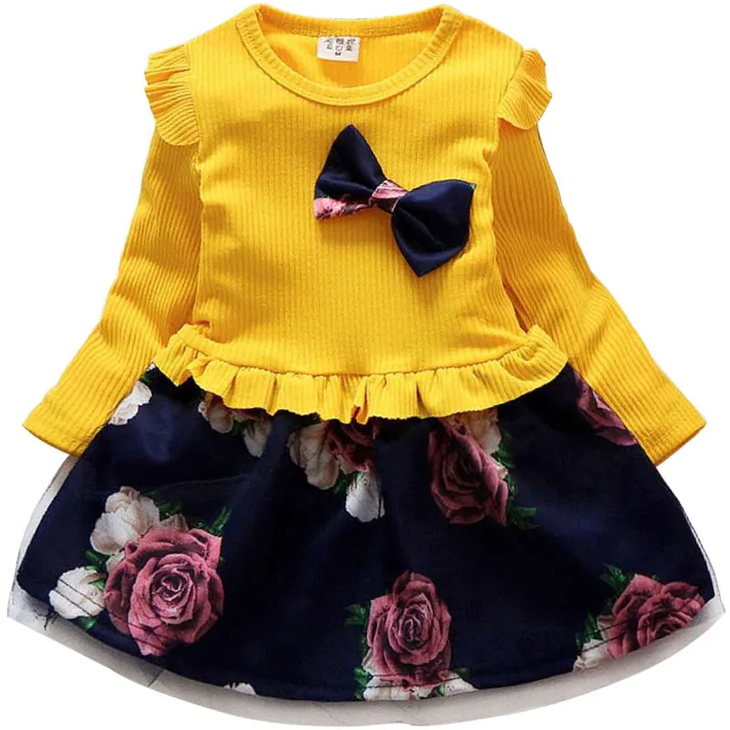 Baby Girls Party Princess Knitted Dresses For Kids Birthday Bow Tutu