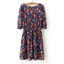 New 2016 Fashion Women Summer Tropical Dress Floral Print Vestidos Half Sleeve Casual Dresses Women Plus Size Free Shipping