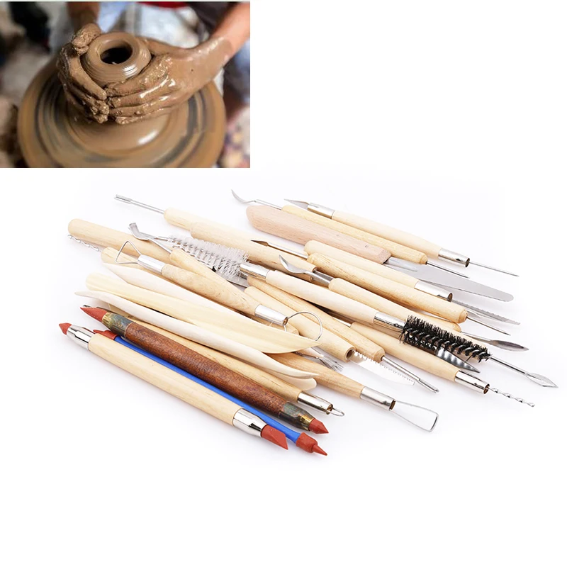 

30pcs/pack Arts Crafts Clay Sculpting Tools Pottery Carving Tool Set Pottery & Ceramics Wooden Handle Modeling Clay Tools