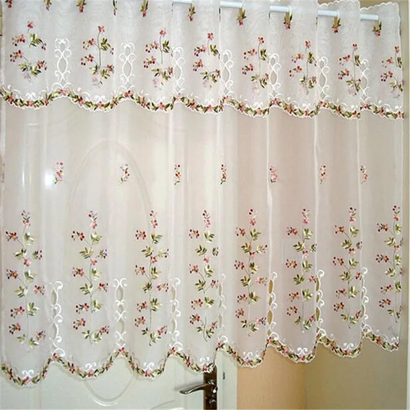 

Free Shipping Hollow Flower half Curtain lace Coffee Curtain Kitchen Short Curtain Small Curtain for Home window decoration