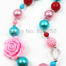 10 шт. в партии красный цвет коренастый жевательная резинка для маленьких девочек ожерелье мяч форма CB070