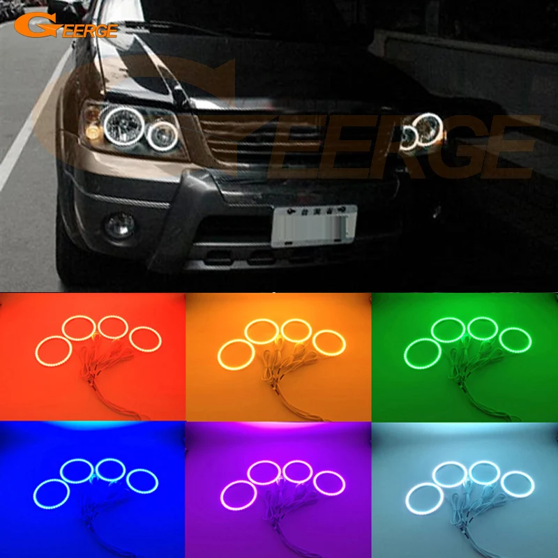 For FORD ESCAPE 2005 2006 2007 Excellent Angel Eyes Multi-Color Ultra bright RGB LED Angel Eyes kit Halo Rings for chrysler voyager grand voyager 2005 2006 2007 excellent ultra bright rgb multi color led angel eyes halo rings led light