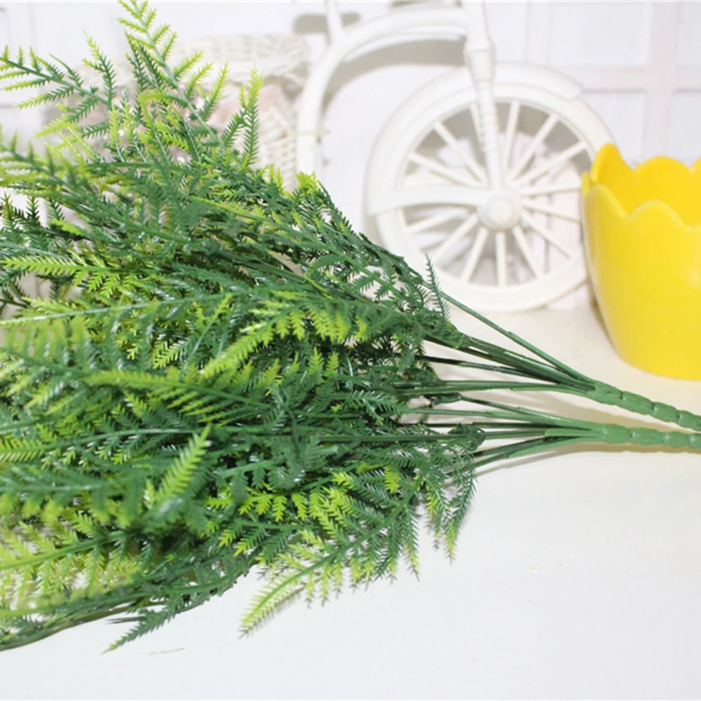 Искусственные пластиковые зеленые растения 7 стеблей искусственная спаржа папоротник трава растение цветочный сад для домашнего свадебного украшения