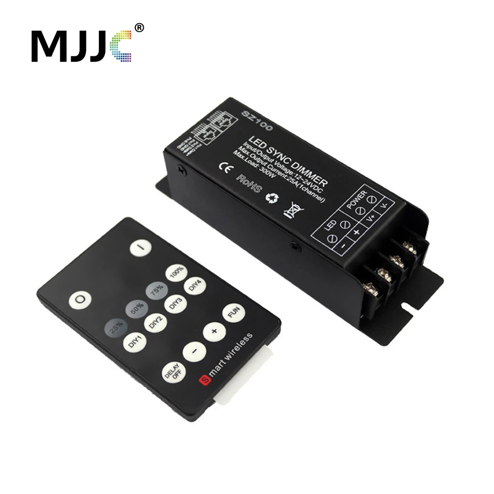 

LED Dimmer 12V 24 Volt 300W PWM Wireless RF LED Dimmer Switch ON OFF with 14 Keys Remote for Single Color LED Strip Light